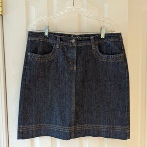 Boden Denim Mini Skirt Dark Wash Knee Length A-line Stretch Jean Skirt 10R EUC!